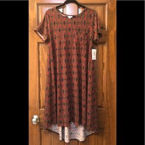 NWT LuLaRoe Carly Dress-Olive Green Pattern Stripe